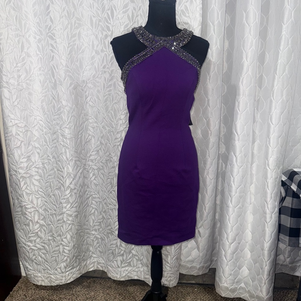 Sherri Hill Purple Mini Cocktail Dress Size 2 New With Tags Party Prom Dress